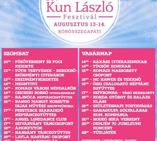 10. Kun László Fesztivál programja