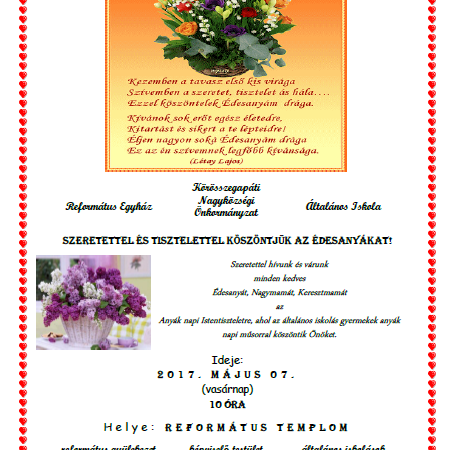 Anyák napi Istentisztelet