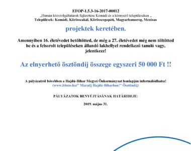 „Maradj Hajdú-Biharban” ÖSZTÖNDÍJPÁLYÁZAT